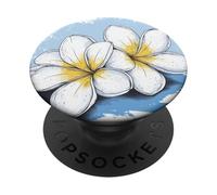 Plumeria Fleur de Frangipanier Hawaï Maui Aloha Surfer PopSockets PopGrip Adhésif