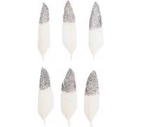 Plumes blanches fantaisies dorées ou argentées 8 cm X 6 pièces - Rico Design(...) - Argent G