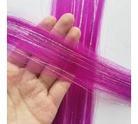 Plumes Cheveux Extensions de cheveux synthétiques 2 en 1 à Clip, postiche colorée, guirlandes argentées mélangées, reflets fête vacances for femmes et filles(6 pcs,TINSLE-A16_22INCHES)