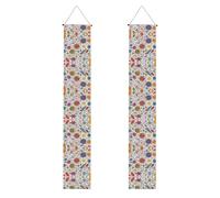 Plumes colorées dessinées à la main sur impression blanche - Bannière de porche de remise de diplôme - Décorations de fête, parfaite pour accrocher une toile de fond, une porte et une décoration