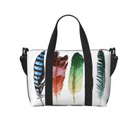 Plumes colorées dessinées à la main sur imprimé drapeau italien imprimé sac à main polyvalent pour voyage, sac de voyage à bandoulière pour tous vos besoins