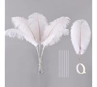 Plumes d'autruche blanches de grande taille - Kit de fabrication de 12 plumes de 40 à 45 cm pour vases, centres de table de mariage, décoration de fête et de maison