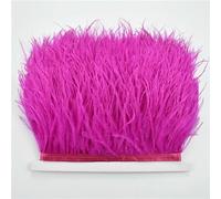 Plumes d'autruche noires de 8 à 10 cm pour travaux d'aiguille et travaux manuels, décoration de jupe, plumes naturelles, ruban à franges - Rose rouge - 1 mètre