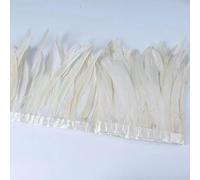 Plumes de coq 2 m, franges en plumes de queue de coq, bricolage, artisanat pour vêtements, ruban, accessoires de carnaval, beige crème, 20-25 cm