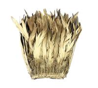 Plumes de coq dorées/argentées, 1 mètre, garniture de queue, 25-40CM, Plumes de poulet, ruban à franges for travaux d'aiguille, décoration de couture de vêtements(Golden,25-30CM)