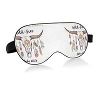 Plumes de crâne de taureau mexicain amérindien Enthic Eye Masks Cover Blocks Light Sleep Mask Shade Cover Blindfold Relaxing Eyeshade Cover avec serre-tête réglable pour hommes femmes enfants