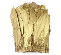 Plumes de dinde, décoration de robe artisanale Garnitures en Plumes d'oie trempées dorées, 2 yards, franges de ruban de PLUMES blanches for artisanat, accessoires de décoration de robe de mariée, arti