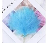 Plumes de dinde naturelles 8-12 cm, plumes douces pour travaux d'aiguille, bricolage, bijoux de mariage, décoration, plumes - bleu ciel - 200 pièces