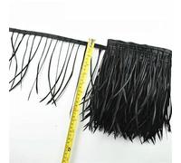 Plumes de faisan blanches et noires, 1 mètre, ruban pour vêtements, coq, oie, dinde, autruche, franges, couture, décoration - Dan Si Bian_a