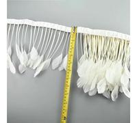 Plumes de faisan blanches et noires de 1 mètre pour vêtements, ruban sur ruban, coq, oie, dinde, autruche, frange, couture, décoration - Si Ying Piao Tou
