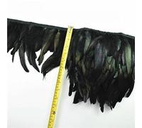 Plumes de faisan blanches et noires de 1 mètre pour vêtements, ruban sur ruban, coq, oie, dinde, autruche, frange, couture, décoration - Zi Yong