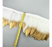 Plumes de faisan blanches et noires de 1 mètre pour vêtements, ruban sur ruban, coq, oie, dinde, autruche, frange, garniture, couture, décoration - Da Piao Jin Tou