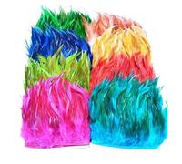 Plumes de faisan de selle de 1 mètre, garniture à franges de poulet, coq, décoration de mariage, vêtements de couture, fabrication de bijoux Pluma10-15cm(Purple feathers)