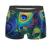 Plumes De Paon Oeil De Paon Vert Homme Boxer Short Fitted Caleçon Boxeur Classique Boxer Caleçons Doux sous-Vêtements S