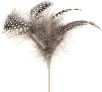 Plumes de pintade décoratives à pois sur tige Nature 35cm 12pcs