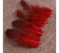 Plumes de pintade naturelles colorées pour travaux manuels, travaux d'aiguille, plumes de faisan, attrape-rêves décoratif, accessoires artisanaux - Rouge - 50 pièces