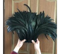 Plumes de poulet coq blanc brut/blanc cassé, longueur 25-30CM, Plumes de coq, décorations noires, vente en gros, 100 pièces