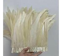 Plumes de queue de coq 25-30 cm/10-12 pouces, 10 mètres, blanc, noir, rouge, accessoires de décoration pour bricolage, ruban, plume, blanc brut, 25-30 cm