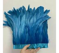 Plumes de queue de coq 25-30 cm/10-12 pouces, 10 mètres, blanc, noir, rouge, accessoires de décoration pour bricolage, ruban, plume, bleu lac, 25-30 cm