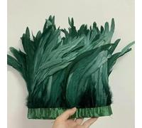 Plumes de queue de coq 25-30 cm/10-12 pouces, 10 mètres, blanc, noir, rouge, accessoires de décoration pour robe, ruban, plume, vert noirâtre, 25-30 cm