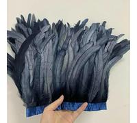 Plumes de queue de coq 25-30 cm/10-12 pouces, 10 mètres, blanc, noir, rouge, accessoires de décoration pour robe, bricolage, ruban, plume, bleu marine, 25-30 cm