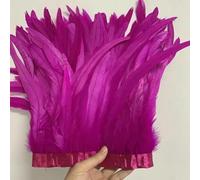 Plumes de queue de coq 25-30 cm/10-12 pouces, 10 mètres, blanc, noir, rouge, accessoires de décoration pour robe, bricolage, ruban, plume, rose rouge, 25-30 cm