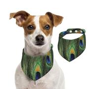 Plumes de Queue de Paon,Bandanas pour Chien, écharpe en Coton, Bavoirs réglables pour Animaux de Compagnie,M
