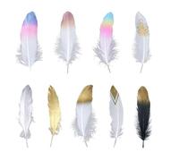 Plumes d'oie à paillettes dorées, 24 pièces, for artisanat, 6-8 pouces, accessoires de bijouterie, Plume naturelle, décoration de fête de mariage(Mixed style)
