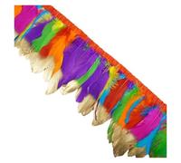 Plumes d'oie dorées et argentées de 2 mètres, garniture sur ruban à franges, plumes d'oies for l'artisanat, accessoires de couture dorée, décoration(21)