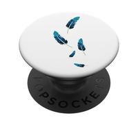 Plumes d'oiseaux Bleues Tombantes. PopSockets PopGrip Adhésif