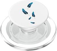 Plumes d'oiseaux Bleues Tombantes. PopSockets PopGrip pour MagSafe