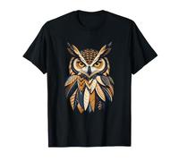 Plumes géométriques Chouette Sage Boho Forest Spirit T-Shirt