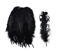 Plumes naturelles, Plumes artisanales, plumes bouclées, de bricolage for l'artisanat, paquet 20 ou 100 couleurs assorties, 13-18 cm, décoration chapeaux costumes mariage(Black,20pcs)