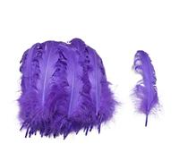 Plumes naturelles, Plumes artisanales, plumes bouclées, de bricolage for l'artisanat, paquet 20 ou 100 couleurs assorties, 13-18 cm, décoration chapeaux costumes mariage(Purple,100pcs)
