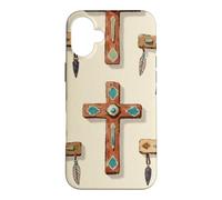Plumes Vintage Croix chrétienne Foi bohème Coque pour iPhone 16 Plus