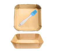 Plumflex Lot de 50 feuilles de papier parchemin pour friteuse avec brosse à huile - 16 cm - Jetables