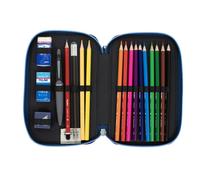 Plumier 2 Compartiments Avec Contenu Série The Fun, Bleu