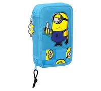Plumier double Minions Minionstatic Bleu (28 Pièces)