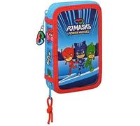 Plumier Double Poignet 28 Pcs Pjmasks - Safta - Bleu - Enfant - Synthétique - Mixte