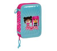 Plumier double - safta - Pinypon - Bleu Rose - 12.5x19.5x4 cm - 28 pièces - Polyester - Caricature - M854