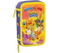 Plumier Double - Safta - Superthings Guardians Of Kazoom - Jaune Violet - 28 Pièces - Multicolore