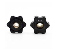 PlumTighten Écrous Poignée Filetage Étoile Noir Bouton de serrage Manuel M4 M5 M6 M8 M10(Perforated,M8 32 2pcs)