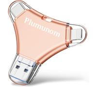 Plumunom Clé USB 128 Go pour enregistrer plus de photos et de vidéos. | Aucune application requise. Clé USB 3 en 1 multi-interface en métal pour téléphone compatible avec i0S/Android/PC.