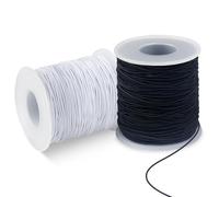 Pluralla Lot de 2 Rouleaux de Ficelle élastique pour Bracelet - 100 m - pour Fabrication de Bracelets, Perles, Colliers et travaux manuels (Blanc + Noir (1 mm)