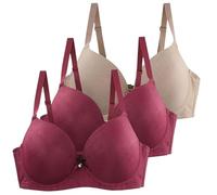 Plus cher en grande taille, doux, fin, avec armatures, soutien, sommeil, 3 pièces, sous-vêtements, anti-affaissement, bralettes froncées autres col d'équipe confortable et confortable.., Rouge