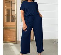 Plus Combinaison Unicolore À Cordon Trou De Serrure Retour 0XL,1XL,2XL,3XL,4XLUnicoloreTissu tricoté