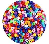 Plus de 1000 pièces de perles de poney, perles multicolores pour tresses de cheveux, perles en plastique pour loisirs créatifs (Paquet moyen, Classique)..