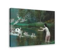 Plus de 20 impressions célèbres de Jean-Léon Gérôme Leda et le cygne (1895) - Impression sur toile pour maison, école, bureau - Cadre décoratif - 30,5 x 45,7 cm