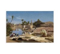 Plus de 20 impressions célèbres de Jean-Léon Gérôme Vue de Medinet El-Fayoum Impression sur toile et décoration murale moderne pour chambre à coucher familiale sans cadre 50,8 x 76,2 cm