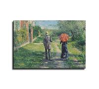 Plus de 28 impressions sur toile Gustave Caillebotte Rising Road par Gustave Caillebotte - Décoration murale moderne pour chambre à coucher - 60 x 90 cm